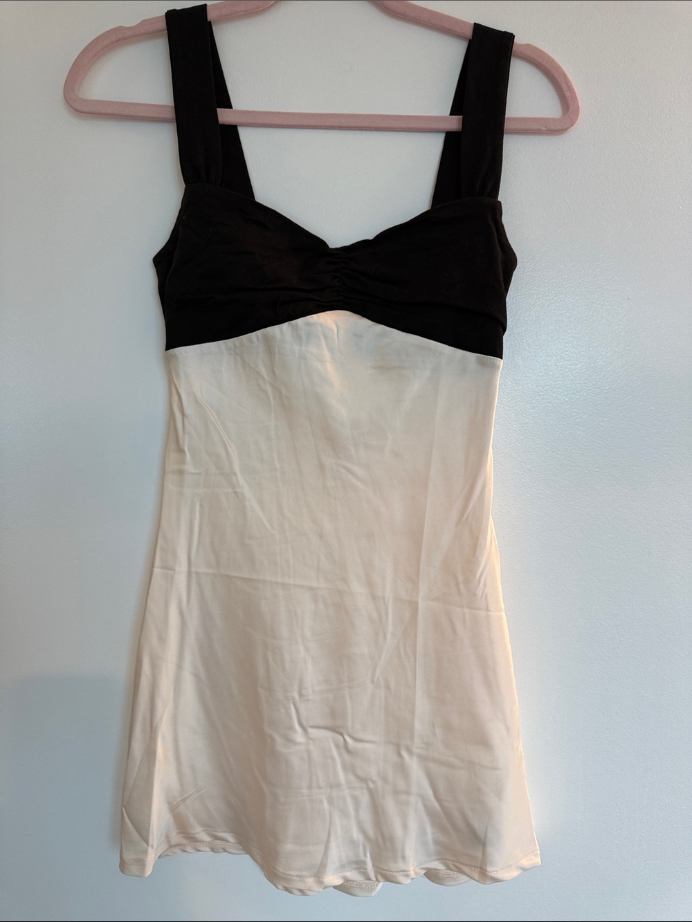 Edikted Two-Tone Black and Cream Slip Dress